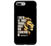 Custodia per iPhone 7 Plus/8 Plus Philippians 4:13 Religious Lion Strengthens Christian