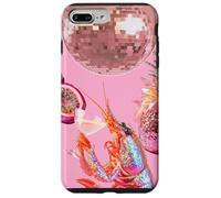 Custodia per iPhone 7 Plus/8 Plus Pink Preppy Disco Ball Gamberetti Martini Cocktail Estate Divertente