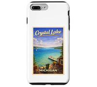 Custodia per iPhone 7 Plus/8 Plus Poster vintage Michigan Crystal Lake Up North MI Travel Art