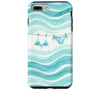 Custodia per iPhone 7 Plus/8 Plus Preppy Bikini Estate Costiera Onde Acquerello Spiaggia Vibes