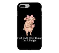 Custodia per iPhone 7 Plus/8 Plus Prima di tutto Jesus Thinks I'm A Delight Pig Coffee Meme