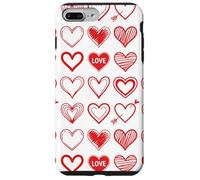 Custodia per iPhone 7 Plus/8 Plus Red Hearts Love Doodle Pattern Cupid Arrow Valentine