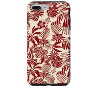 Custodia per iPhone 7 Plus/8 Plus Red Tropical Pineapple Palm Leaf Aloha Summer Pattern