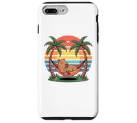 Custodia per iPhone 7 Plus/8 Plus Relaxing capybara, Sunset, Palm tree, Summer capy vacation