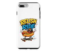 Custodia per iPhone 7 Plus/8 Plus Relish The Ride - Divertente skateboarder con hot dog