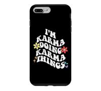 Custodia per iPhone 7 Plus/8 Plus Retro Groovy Im KARMA Doing KARMA Things Divertente Festa della mamma