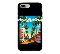Custodia per iPhone 7 Plus/8 Plus Retro Miami Summer Palm Tree Street Classic Car Graphic