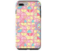 Custodia per iPhone 7 Plus/8 Plus Retro Pink and Yellow Geometric Floral Pattern Girly Pastel