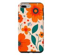 Custodia per iPhone 7 Plus/8 Plus Retro Vintage Motivo Floreale Arancione Boho Hippie Garden