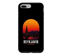 Custodia per iPhone 7 Plus/8 Plus Reykjavik Islanda Retro Nordic Northern Lights Montagne Sci