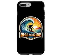 Custodia per iPhone 7 Plus/8 Plus Rise And Ride Surfer Mattina Surf Tavola da Surf Citazione Vintage