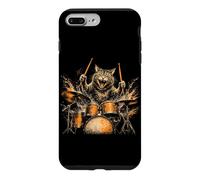 Custodia per iPhone 7 Plus/8 Plus Rock Band Gatto Bacchette Bacchette Divertenti Musica Rock Batteria