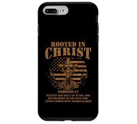 Custodia per iPhone 7 Plus/8 Plus Rooted in Christ Shirt Christian Shirt for Men Cross Shirt