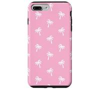 Custodia per iPhone 7 Plus/8 Plus Rosa Bianco Palm Tree Beach Pattern Design Donne Ragazze