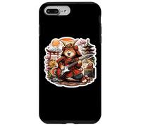 Custodia per iPhone 7 Plus/8 Plus Samurai Gatto che suona la chitarra elettrica divertente musica artistica giapponese