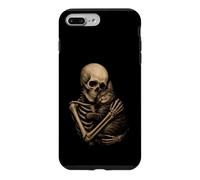 Custodia per iPhone 7 Plus/8 Plus Scheletro che abbraccia gatto mamma papà gotico amante arte Halloween