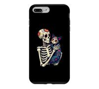 Custodia per iPhone 7 Plus/8 Plus Scheletro che abbraccia il gatto Sugar Skull Día los Muertos Cat Lovers