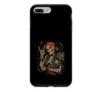 Custodia per iPhone 7 Plus/8 Plus Scheletro Skater Horns Skateboard Vintage Halloween