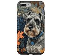Custodia per iPhone 7 Plus/8 Plus Schnauzer Dog Salt Pepper Floral Art Ritratto
