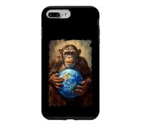 Custodia per iPhone 7 Plus/8 Plus Scimpanzé Holding Terra Pianeta Mondo Primate Scimmia