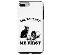 Custodia per iPhone 7 Plus/8 Plus She Touched Me First Cat Lover Pianta gattino divertente gatto