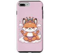 Custodia per iPhone 7 Plus/8 Plus Simpatica volpe da yoga, motivo: Lotus Pose, motivo mandala per la consapevolezza