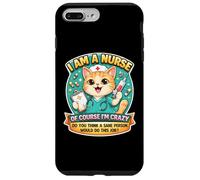 Custodia per iPhone 7 Plus/8 Plus Sono un'infermiera, ovviamente sono pazzo, divertente, gatto che allatta, scherzo divertente