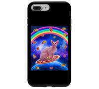 Custodia per iPhone 7 Plus/8 Plus Sphynx Cat Riding Pizza In Space Galaxy Taco Doughnut Cats