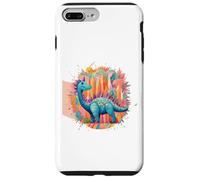 Custodia per iPhone 7 Plus/8 Plus Spighe colorate di dinosauro magico per gli amanti dei dinosauri Dino World