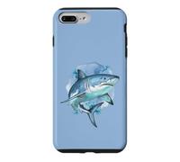 Custodia per iPhone 7 Plus/8 Plus Squalo feroce nei toni del blu