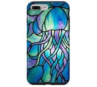 Custodia per iPhone 7 Plus/8 Plus Stained Glass Jellyfish Blue Purple Mosaic Ocean Art