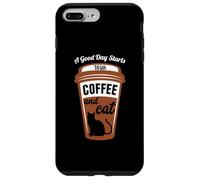 Custodia per iPhone 7 Plus/8 Plus Starts With Coffee And Cat Cafeine Cats Lovers Baristas