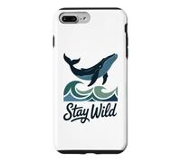 Custodia per iPhone 7 Plus/8 Plus Stay Wild Cute Blue Whale Amante Ocean Marine Life Waves