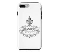 Custodia per iPhone 7 Plus/8 Plus Strasburgo Alsazia Francia Ornato Fleur-De-Lis Stampa Nera