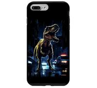 Custodia per iPhone 7 Plus/8 Plus T-Rex Dinosaur Roaring City at Night Graphic Design Japanese