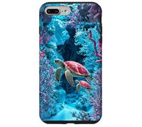 Custodia per iPhone 7 Plus/8 Plus Tartaruga marina barriera corallina amante dell'oceano Fauna marina