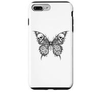 Custodia per iPhone 7 Plus/8 Plus Tatuaggio Scuro Gotico Farfalla Teschio Corvo Rosa Memento