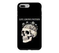 Custodia per iPhone 7 Plus/8 Plus Teschio gotico cervello fiori vita cresce all'interno scuro floreale