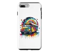 Custodia per iPhone 7 Plus/8 Plus Tie Dye School Bus Art Psychedelic Retro Colors Futuristic