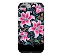Custodia per iPhone 7 Plus/8 Plus Tiger Lilies Blue White Pink Summer Spring Flowers Lily Buds