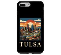 Custodia per iPhone 7 Plus/8 Plus Tulsa Oklahoma Retro Vintage Skyline Fiume Art Deco punto di riferimento