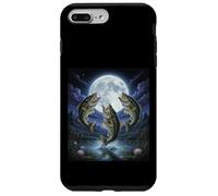 Custodia per iPhone 7 Plus/8 Plus Vintage 90s Bass Fish Ululando alla Luna Meme Grafica
