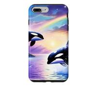 Custodia per iPhone 7 Plus/8 Plus Vintage 90s Inspired Airbrush Orca Sunset Rainbow Frutiger