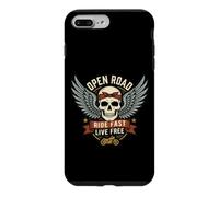 Custodia per iPhone 7 Plus/8 Plus Vintage Biker Skull Moto Rider Open Retro Road Emblem