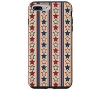 Custodia per iPhone 7 Plus/8 Plus Vintage Rustico Stripe Pattern American Patriotic USA Stars