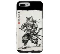 Custodia per iPhone 7 Plus/8 Plus Vintage Samurai Cat Japanese Sumi-e Ink Feline Arti Marziali