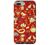 Custodia per iPhone 7 Plus/8 Plus Vintage Witchy Halloween Pattern Boho Spooky Tarocchi Design