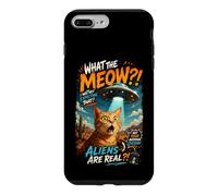 Custodia per iPhone 7 Plus/8 Plus What The Meow Funny Shocked Cat UFO Alien Flying Saucer