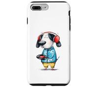 Custodia per iPhone 7 Plus/8 Plus Whimsical Dog Cuffie Vinile Record Music Amante