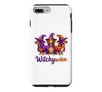 Custodia per iPhone 7 Plus/8 Plus Witchy Halloween WitchyWien Dachshund Dogs In Witch Hat